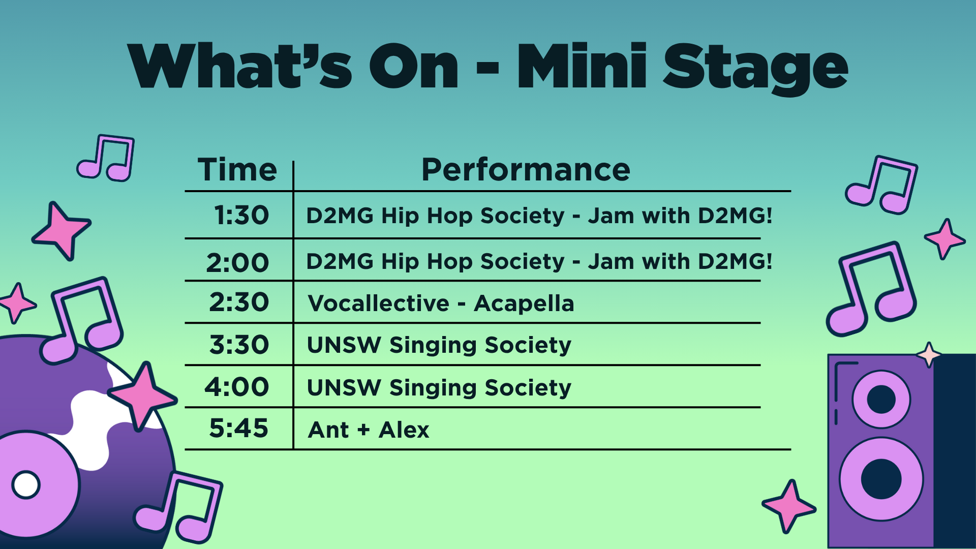 Mini-Stage Schedule